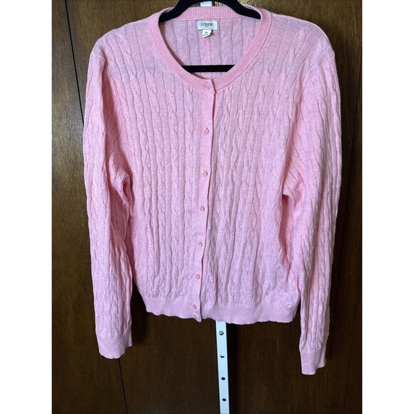 VTG J Crew Womens Cable knit Sweater XL Pink Y2K Preppy Retro Academia Light - Picture 1 of 4